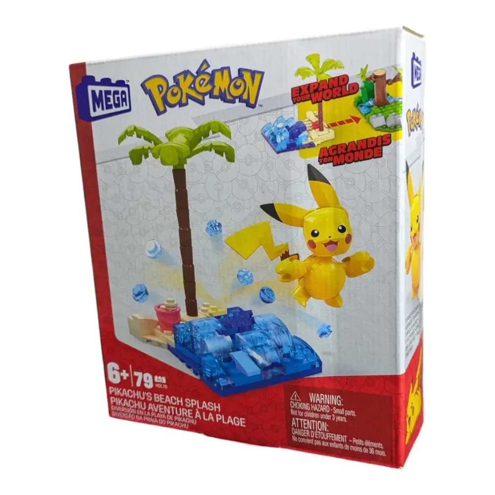 Pokemon Mega Construx Mattel Pikachu Beach Splash 79 Pieces Brand New Sealed!